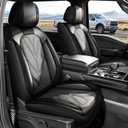 Ford F150 Seat Covers Custom Fit for Ford F150 2009-2025 2026 and F250 F350 F450 2017-2025 2026 -Airbag Compatible, Pure Black Waterproof Faux Leather Car Seat Cover(Full Set, Black&Grey