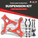 Front End 12pc Lower Control Arms Suspension Kit for 2006-2011 Honda Civic, Upgraded PU Bushings, 8th Gen Civic Suspension Kit Replacement - Red