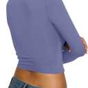 REORIA Long Sleeve Shirts for Women 2024 Fall Fashion Square Neck Basics Y2K Crop Tops Layering Slim Fitted Top, XS