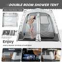 Porayhut Portable Camping Shower Tent Deluxe Changing Room Easy Set Up Privacy Shelter, Large Toilet Tent 2 Rooms with Floor Drain Design for Beach, Camping, Hiking with Stakes and Ropes for Stability