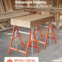 VEVOR Saw Horses, 2 Pack Folding Work Horses, 440 lbs Load Capacity Sawhorse with Heavy Duty Legs, Adjustable Height Saw Horse with Non-Slip Foot Pads, for Woodworking, Carpenters & Contractors