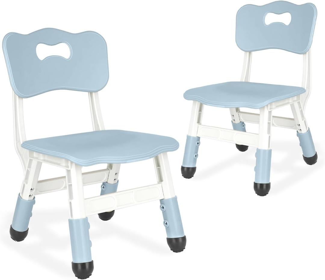 Kids Chair Adjustable Height Children Chairs Suitable for Children Age 2-8 with Foot Covers for Home Classroom Kindergarten and Children's venues Two-Pack (Neon Grey Blue)