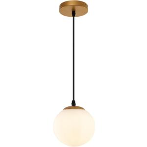 JAGORI Glass Pendant Light,Mid Century Modern Light Fixture,Hanging Lights for Kitchen Island,Bathroom, Bedroom,Hallway Foyer (Bright Gold, 6 in)