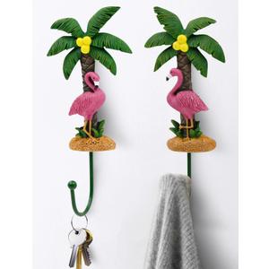 Flamingo Wall Hooks for Hanging Set of 2- Resin Decative Wall Hooks for Hanging Coat, Hat, Towel, Key, Entryway, Bedroom, Bathroom, Kitchen for Room Decor