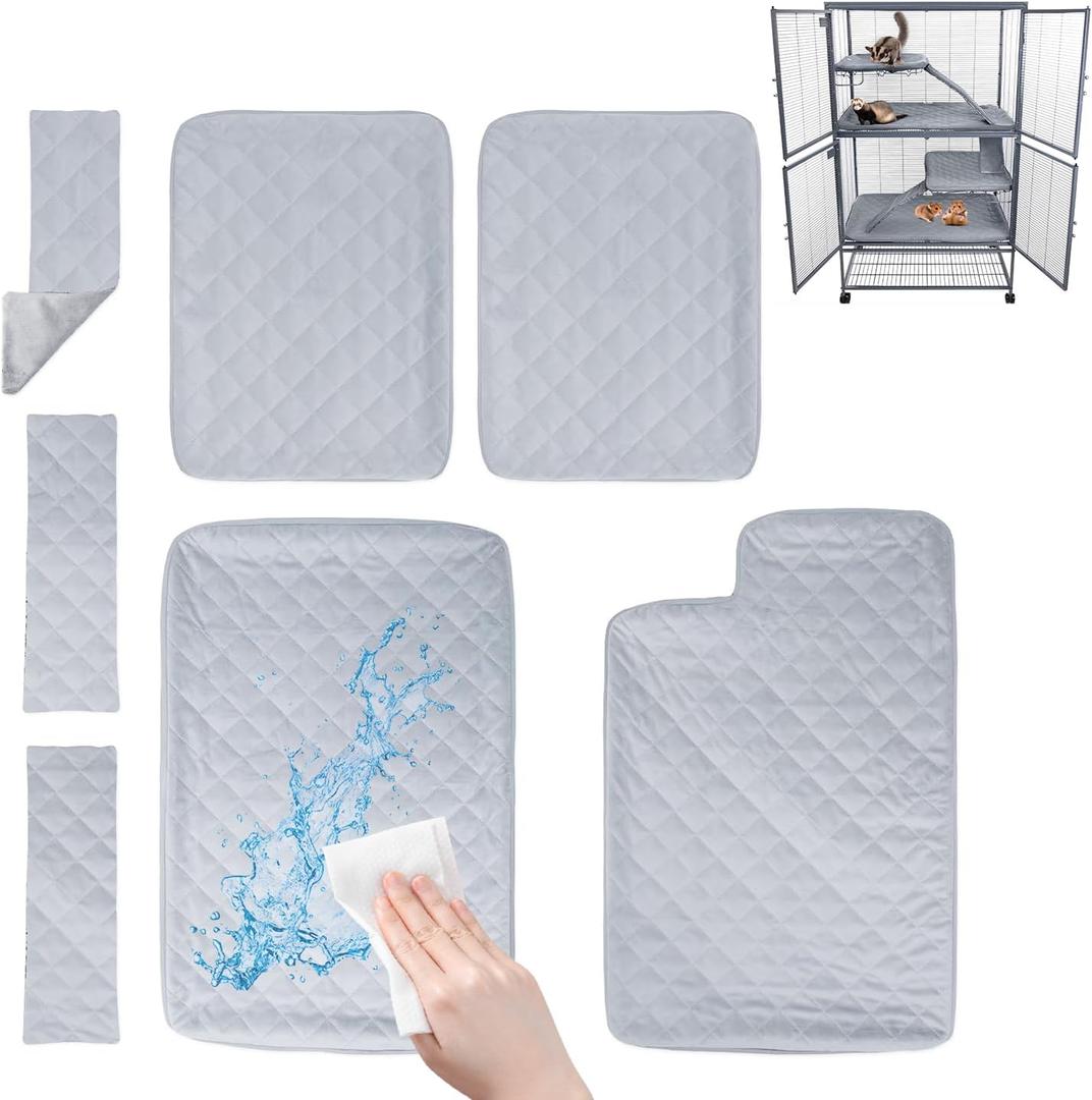 Ferret Cage Liners Cover with Bottom Pan Liner,Ramp Covers and Shelf Liners for Guinea Pigs Cage Bedding Rat Accessories for Cage Kit, Hedgehog,Rabbit Fancy Rat