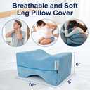 Knee Pillow Cover 10" x 8" x 6", Replacement Leg Pillow Case, Leg Pillow Cover Apply to Memory Foam Knee Pillow Case from Blue
