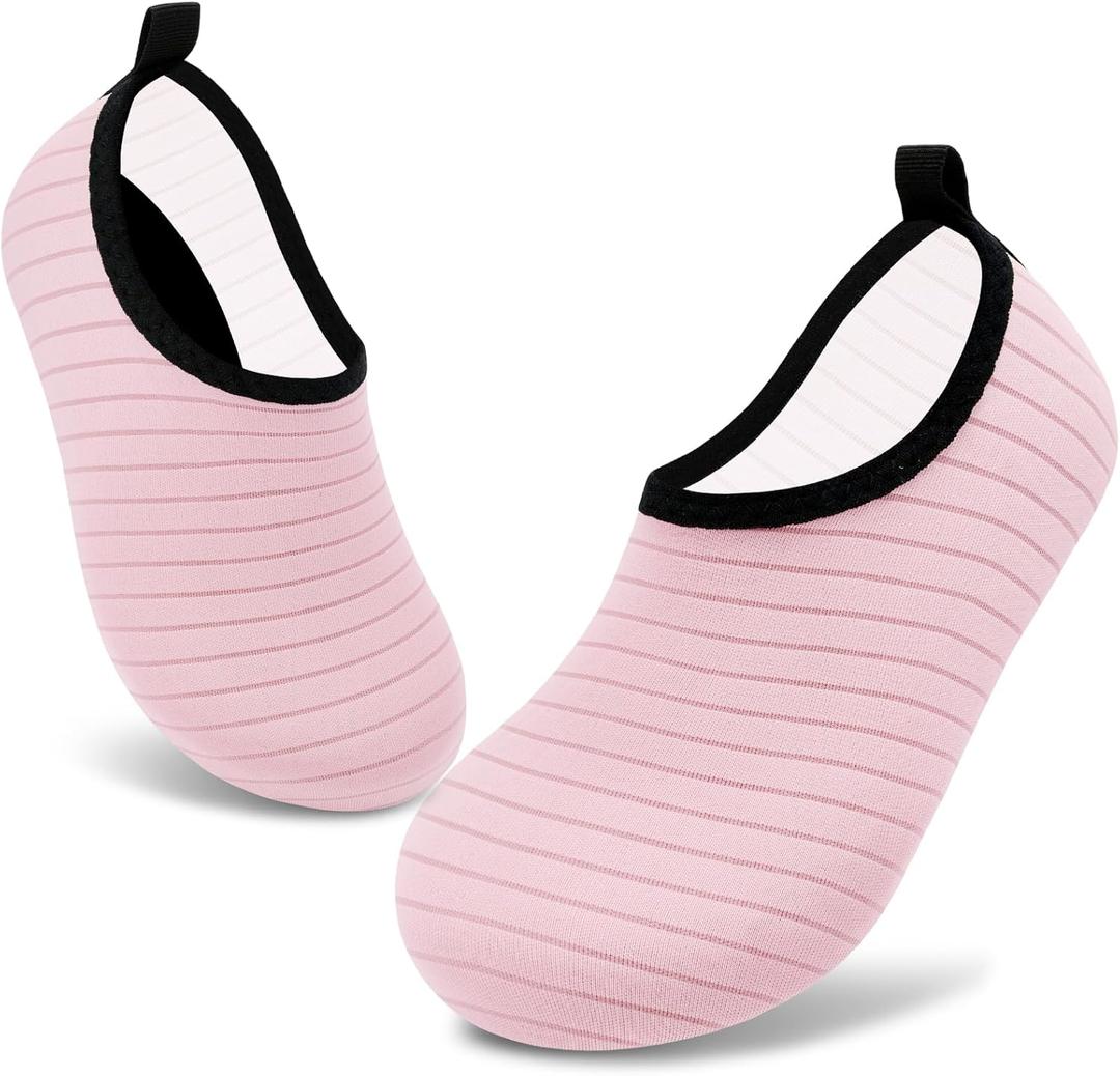 VIFUUR Kids Water Shoes Girls Boys Quick Dry Aqua Socks for Beach Swim Outdoor Sports (Pink), M Pink-26/27