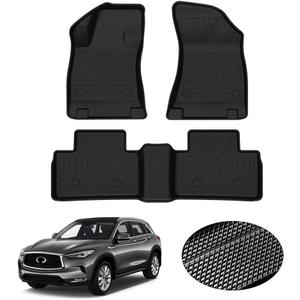 KUST All Weather Floor Mats for 2019-2025 Infiniti QX50/2022-2025 QX55 Accessories Car Mats 1st & 2nd Row Floor Liners, TPE Rubber Raised Edge