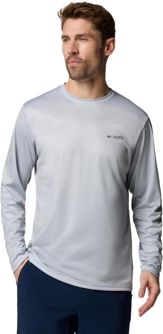 Columbia Men's Terminal Tackle PFG Fish Flag Long Sleeve (XX-Large, Cool Grey/Black Bass Lures)