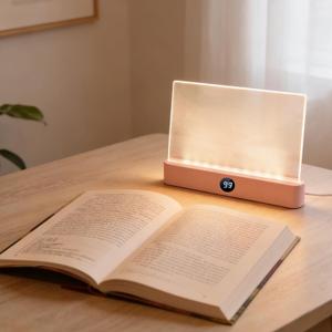 Book Light, Rechargeable Clear LED Flat Reading Light with 3 Colors & Timer, Dimmable Panel Plate Lamp Book Full Page Light for Reading in Bed at Night, for Women Readers Kids Book Lovers (Pink)