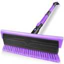 HEEYA 56 Inch Truck Snow Brush and Ice Scraper with Long Handle, Heavy Duty Snow Broom with Foam Grip for Pushing Heavy Snow for SUV Car Automobile Vehicle Windshield Window - Purple