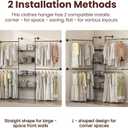 Industrial Pipe Clothing Rack, Heavy Duty Adjustable Garment Hanger with Shelves, 2 Installation Methods Closet Storage System for Wardrobe Organization, Black, 80" H x 86" W