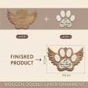 2 x Angel Wings Paw Print Christmas Ornament  Pet Memorial Ornament for Dogs, Sympathy Gift for Bereaved Pet Owners, Remembrance Keepsake for Dog Lovers, Wooden Xmas Ornament