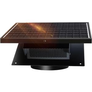 25W Solar Roof Vent Fan with 8-Inch Removable Roof Vent, Solar-Powered Attic Exhaust Fan for Enhanced Ventilation. Ideal for Home, Garages & WarehousesEnergy-Efficient & Easy Install, Black
