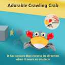 Crawling Crab Baby Toy Gifts: Tummy Time Toys Walking Dancing Cute Essentials Electric Induction Sensory Stuff Moving Babies Crabs with Light Up Music for Toddler Boys Girls Items Interaction Gadgets