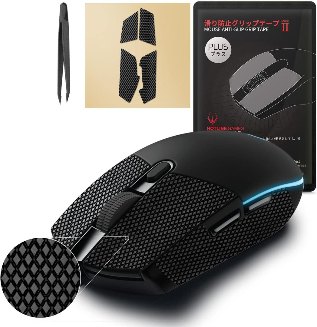 HOTLINEGAMES [Grip Upgrade] 2.0 Plus Anti Slip Grip Tape Compatible with Logitech G pro/G305/G203/G102/G304 Gaming Mouse Skins,Sweat Resistant,Cut to Fit,Easy to Apply,Professional Mice Upgrade