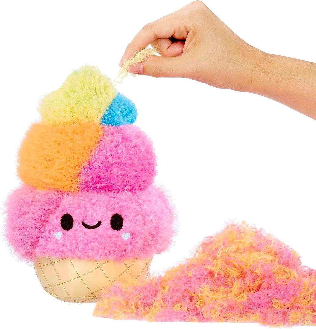 Fluffie Stuffiez Ice Cream Small Collectible Feature Plush - Surprise Reveal Unboxing with Huggable ASMR Fidget DIY Fur Pulling, Ultra Soft Fluff (Multicolor)
