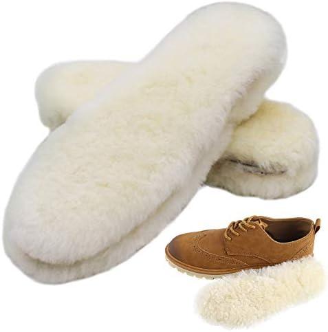 Bacophy 2 Pairs Genuine Thick Sheepskin Fleece Insoles for Women, Premium Warm Fluffy Wool Replacement Cozy Breathable Inner Soles for Shoes Boots Slippers Women Large