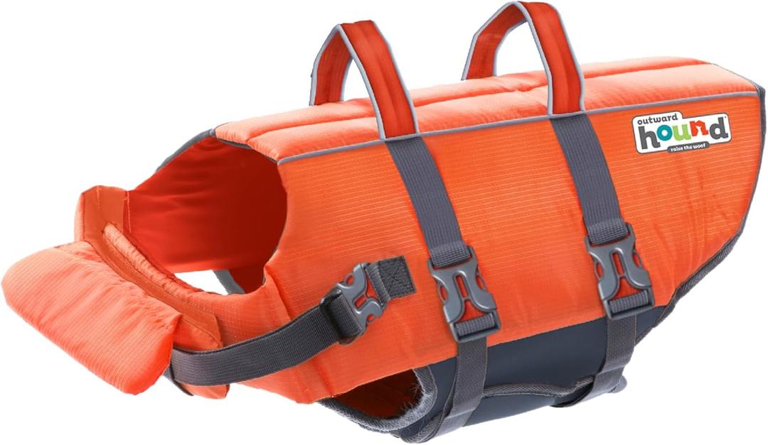 Outward Hound Granby Splash Dog Life Jacket, High-Buoyancy Dog Life Vest for Swimming, Boating, and Water Safety, Medium, Orange (Medium (Chest Girth: 21"-27"))