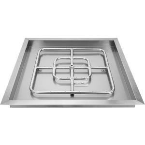 onlyfire Stainless Steel Square Fire Pit Flat Pan with Burner Ring Assembly, 24-Inch