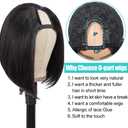 PANEWAY U Part Wig Human Hair Wigs For Black Women 10 inch Short Bob Straight Wig Brazilian Remy Human Hair Bob Wigs Clip in Half Wig U Part Hair Extensions Natural Color