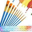 2 x 40Pcs Acrylics Paint Brushes for Kids, Small Paintbrushes Nylon Hair Artists Paint Brush with Handle for Oil Watercolors, Face Nail Arts, Miniature Detailing Painting, Blue