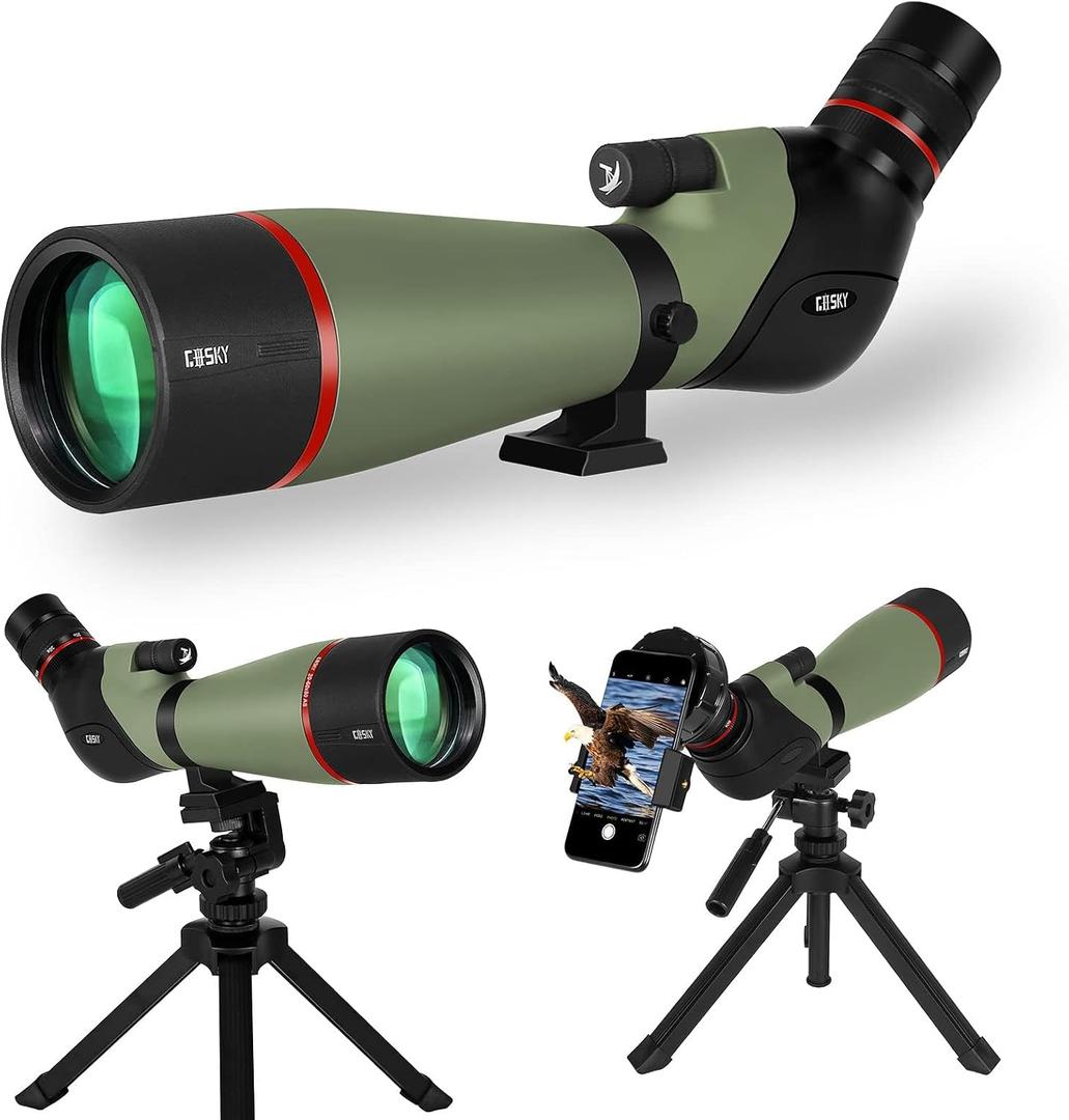 Gosky 20-60x80 Dual Focusing Spotting Scope with Tripod, Carrying Bag and Smartphone Adapter - BAK4 Angled Telescope - Waterproof Scope for Target Shooting Hunting Bird Watching Wildlife Scenery