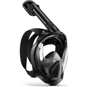 Zenoplige Full Face Snorkel Mask Adults,Dry-Top Snorkeling Gear with Camera Mount,Foldable 180-Degree Panoramic Scuba Mask for Snorkeling Diving Swimming Travel,Snorkel Mask Anti-Fog & Anti-Leak (Small/Medium, Black)