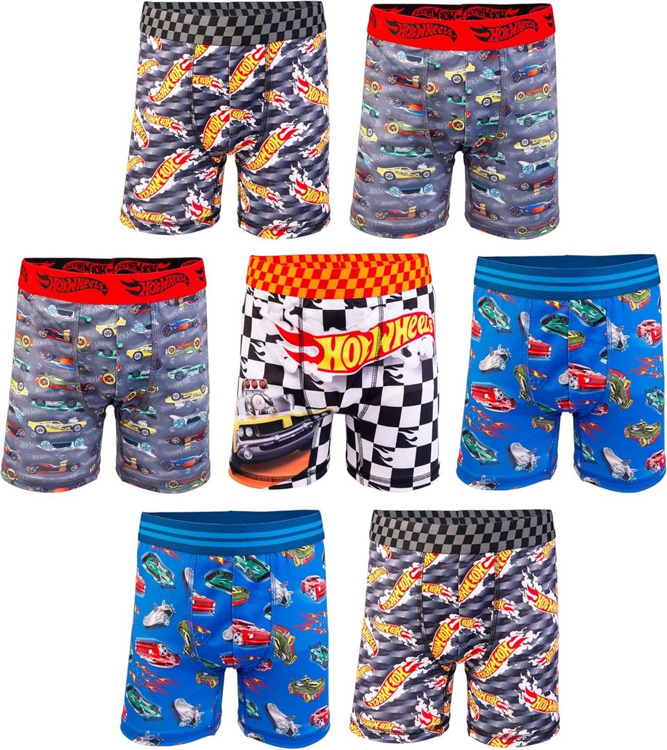 Hot Wheels Boys' Boxerbriefs and Briefs, 4T, (7-pack Athletic Boxer Brief)
