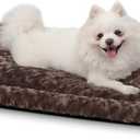 Washable Dog Bed Mat Reversible Dog Crate Pad Soft Fluffy Pet Kennel Beds Dog Sleeping Mattress for Large Jumbo Medium Small Dogs, 29 x 18 Inch, Brown