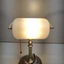 Newrays White Matted Glass Bankers Desk Lamp, Stepless Dimmable Table Lamp Plug in Fixture for Study, Home Office,Library, LED Bulb Included