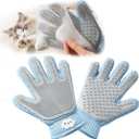 2 in 1 Pet Grooming Gloves for Dogs & Cats, Pet Fur Remover Glove, Grooming Brush for Shedding, Massage, Hair Remover Mitt, Fur Cleaner for Couch, Clothes, Carpet - 1 Piece