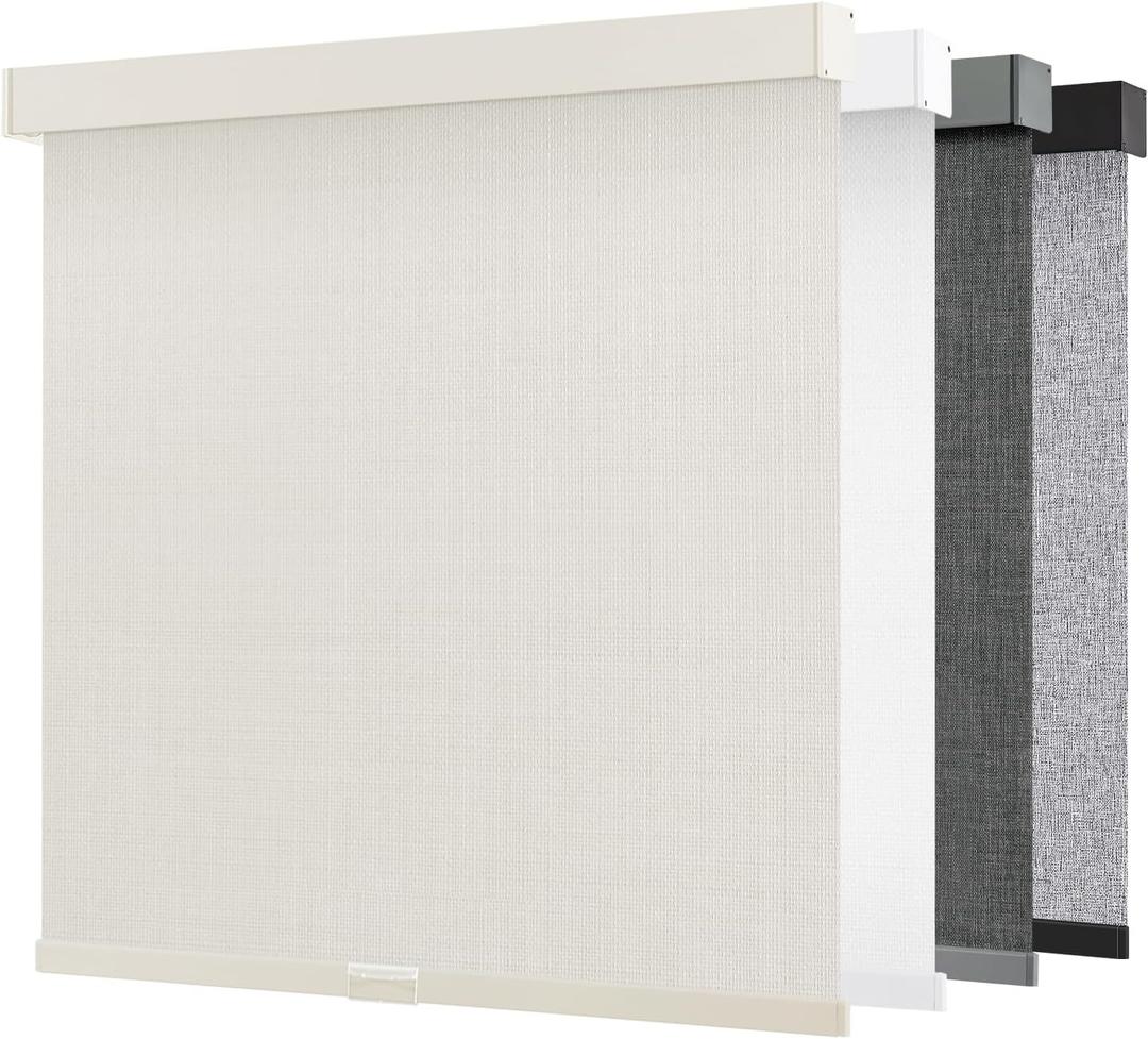 AOSKY Cordless Blackout Roller Shades, 33" W x 72" H, Linen Cream | Cordless Free-Stop Design, Built-in Valance, Thermal Insulated Fabric, UV Protection for Home & Office