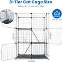 3 Tier Cat Playpen Cage, Metal Detachable DIY Indoor Cat Enclosures Kitten House Exercise Place Kitten Crate with 3 Doors 2 Ladders for 1-2 Cats