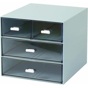 Makeup Organizer with 4 Drawers, Desk Organizer, Cosmetics Storage Box for nail polish, Lipstick, Brushes, Jewelry, Skincare, Bathroom Organization Boxes - Blue