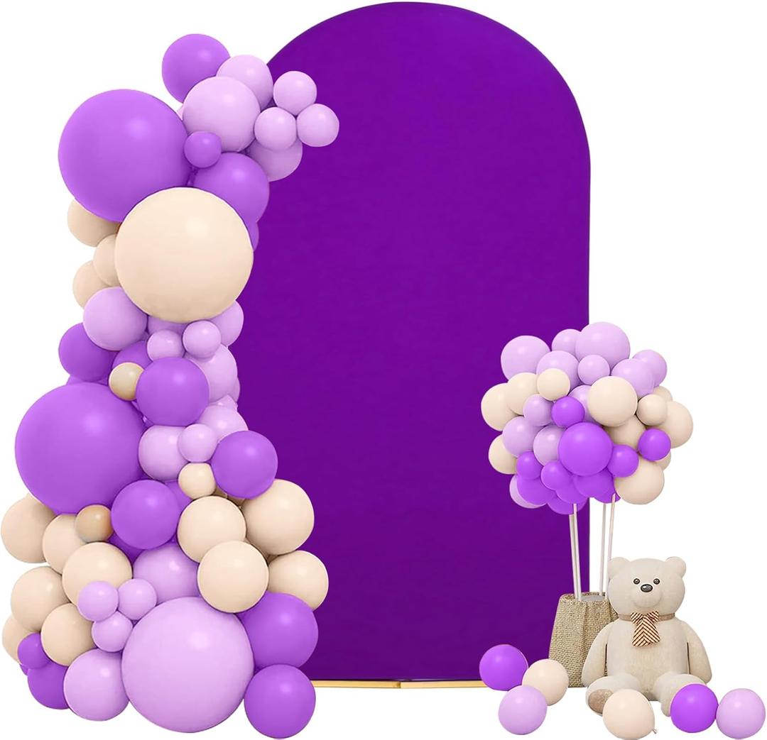 Chiara Purple Spandex Fitted Wedding Arch Cover - Round Top Stand Covers for Banquet, Birthday, Baby Shower Decoration (6FT)