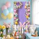 Happy Easter Door Cover Banner 70.87 x 35.43 Inch, Spring Easter Bunny Eggs Welcome Porch Banner, Vertical Easter Door Banner Decoration for Front Door Indoor Outdoor Party Decor