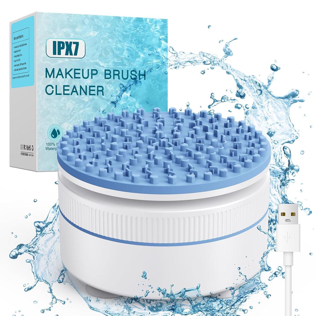 Makeup Brush Cleaner, Stocking Stuffers for Women, Moms, Teen Girls, Wife, Electric Makeup Brush Cleaner Machine Solution, Removes Residue from Makeup Brushes