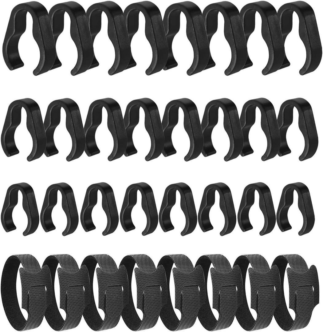 Microphone Stand Cable Clips - Boom Pole Cable Clips Clamp Plastic Mount - Multiple Sizes with Cable Ties (32 PCS)