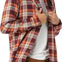 Amazon Essentials Men's Long-Sleeve Flannel Shirt (Medium, Burgundy Orange Plaid)