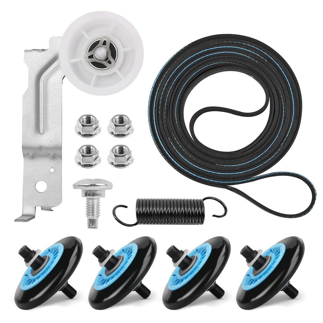 Upgraded Samsung Dryer Parts Dryer Repair Kit for DC97-16782A Samsung Dryer Roller Replacement Kit, DC93-00634A Dryer Idler Pulley, 6602-001655/5ph2337 Dryer Belt, Replacement for DV40J3000EW/A2 Parts