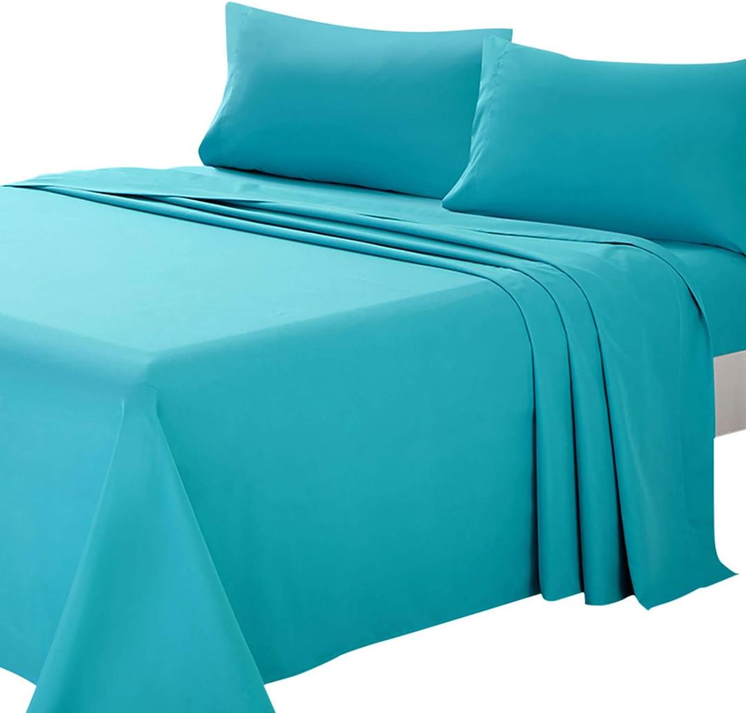 ARTALL Soft Microfiber Bed Sheet Set 4-Piece with Deep Pocket Bedding - Queen, Teal