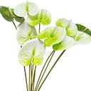 10 pcs 24"Artificial Anthurium Flowers with Stem, Fake Flower Filler Plants Real Touch Flower for Spring Home Decor,Table Centerpieces, Wedding Party Decor,Background Wall Decor (Mix White/Green)