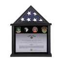 Zmiky Flag Display Case American Flag Solid Wood Display Case Fits a 3 X 5 Flag Folded Military Shadow Box with Felt Lining Holder for Certificate Pins Insignia Medals, Black