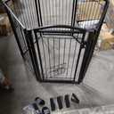 Metal Free Standing Dog Gate with Cat Door for Indoor/Outdoor,120" Extra Wide Foldable Pet Gate,32" Tall Foldable Indoor Dog Fence for Large Openings Stairs, Deck, Yard, Doorways (6 Panels, Black)