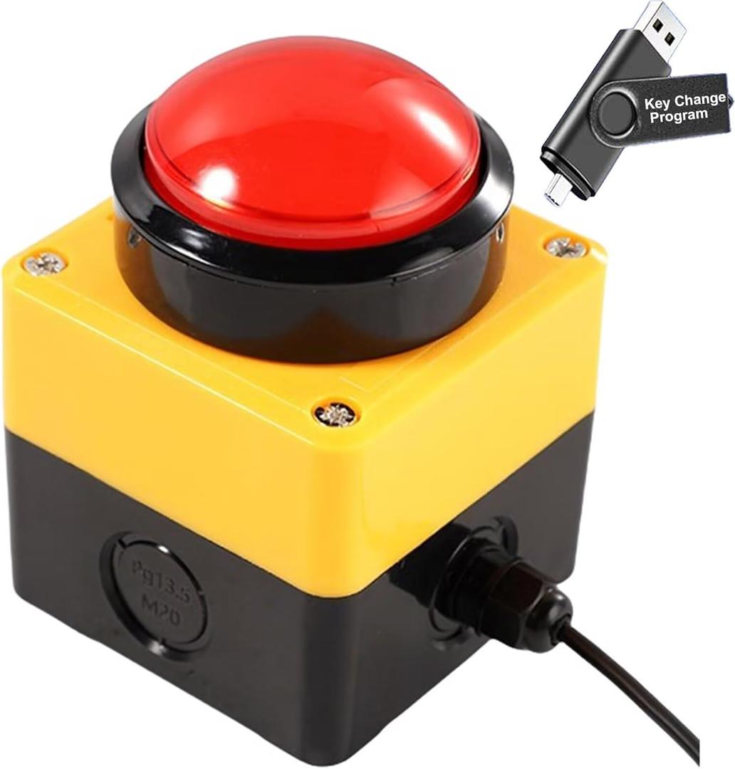 Programmable USB Macro Keyboard, Major Policy Decision Buttons, One Handed Gaming PC Switch Control Keyboard, USB Flash Drive with Customized Program, Default Enter Function, Red