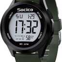 SOCICO Mens Digital Watch Sports Waterproof Outdoor Large Face Military Watches with Stopwatch Back Light Alarm Date Display (Green)