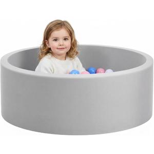 Wilwolfer Foam Ball Pit for Toddlers, Large Baby Ball Pit for Babies with Soft Memory Sponge, Indoor Outdoor Baby Playpen, Kids Play Ball Pool, Gift Toys for Infants Boys and Girls (Gray, NO Balls)