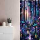 Small Stall Purple Mushroom Shower Curtain 36x72 Inch Half RV Camper Spring Fairy Butterfly Shower Curtains Set Enchanted Forest Woodland Nature Landscape Bath Decorative Bathroom Home Decor