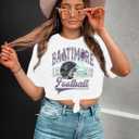 Football Shirts for Women Vintage Team Fan Tshirt Game Day Shirt Oversized Football Season Short Sleeve Tops (XX-Large, White)